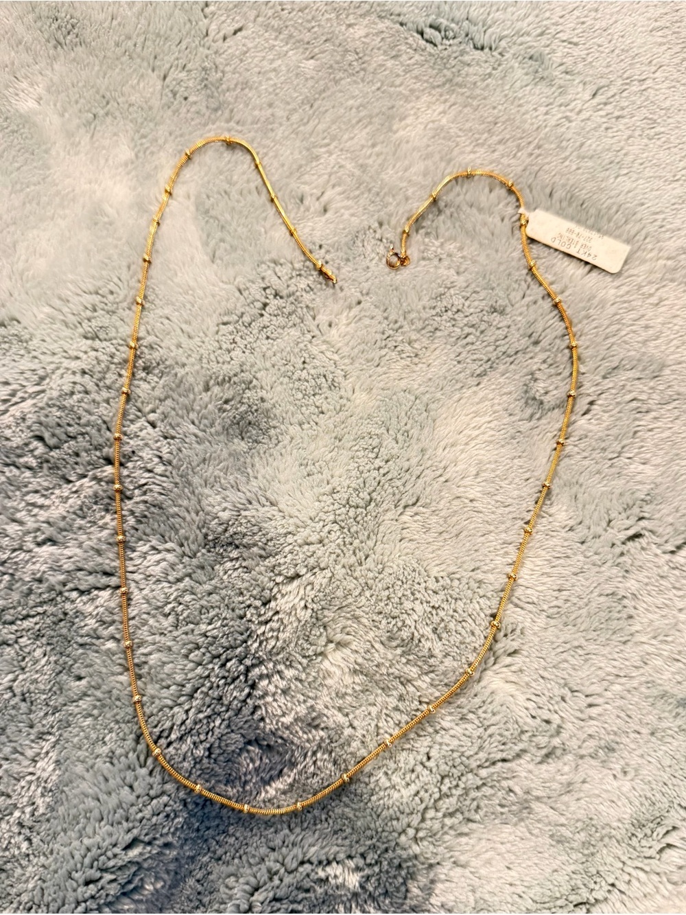 24k Gold Plated Sterling Silver Station Bead Chain Necklace 9.28g 24 inches